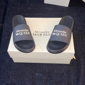 Alexander McQueen Dark Gray Slide Sandals